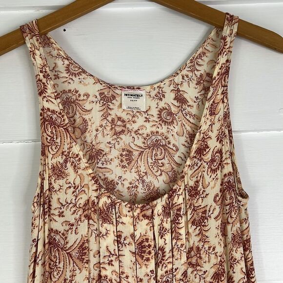 Intimately Free People Cream Paisley Floral Tiered Tunic Sleeveless Boho, XS - Picture 4 of 11